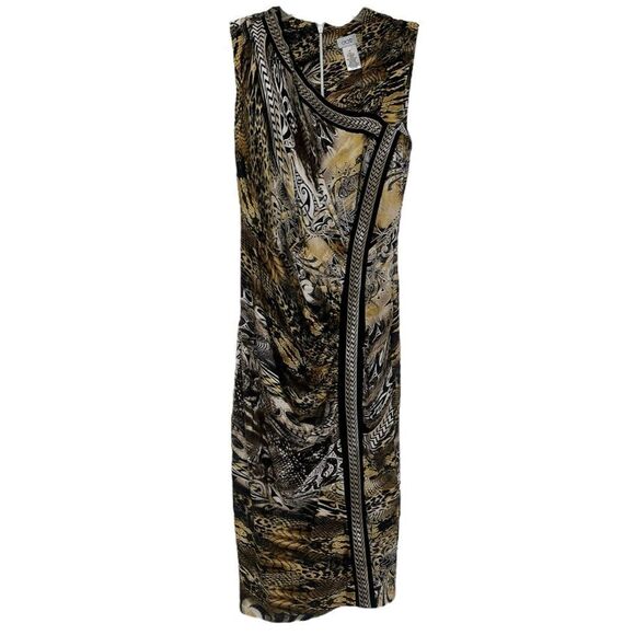 Cache Y2K Bodycon Dress Womens Small Vintage Sexy Animal Print Ruched Stretch - Picture 10 of 10